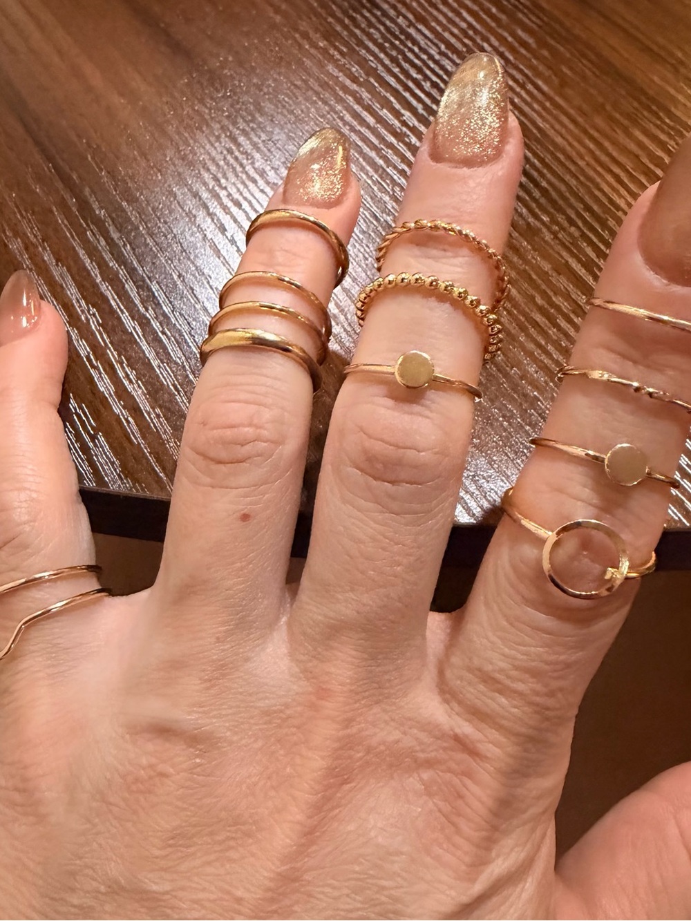13 Delicate Gold Stacking Ring Set - Minimal Women Jewelry